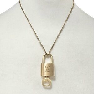 Authentic Louis Vuitton #300 Lock & Key Set on a 18K Gold Plated Chain Necklace